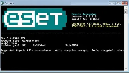 ESET Crysis Decryptor 2.0.3.0