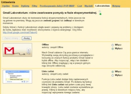 Usługa Gmail Labs dostępna w polskiej wersji językowej