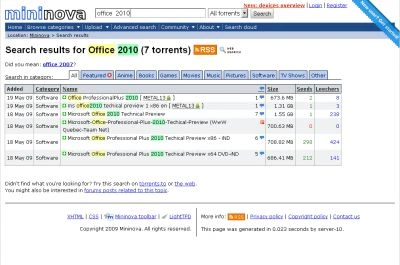 Kopie pakietu Office 2010 Technical Preview w Internecie