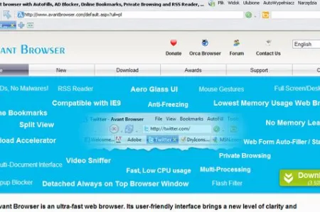 Avant Browser 2012 - przeglądarka z wyborem silników wyświetlania