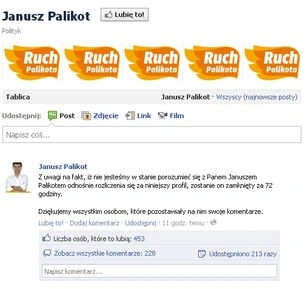 Janusz Palikot straci konto na Facebooku?