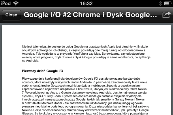 Google I/O #2 Chrome i Dysk Google dostępne na iPhone'a i iPada