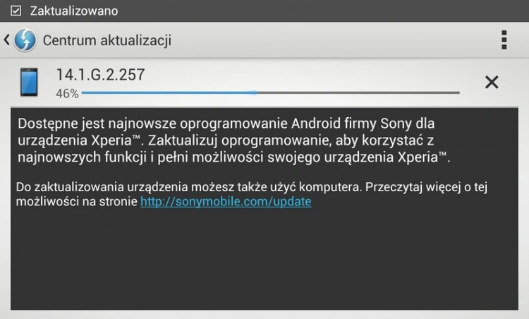 Smartfon Sony Xperia Z1 otrzymuje aktualizację systemu o numerze 14.1.G.2.257