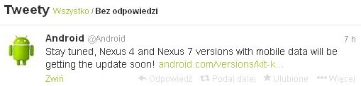 Android 4.4 KitKat udostępniony dla Nexusa 7/10. Nexus 4 chwilę poczeka