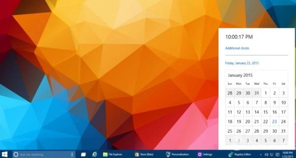 Windows 10 - ukryty nowy kalendarz oraz zegar
