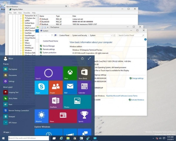 WZor ujawnia screenshoty Windows 10 build 10031