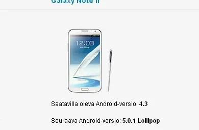 Galaxy Note 2 i zawirowania wokół Androida Lollipop