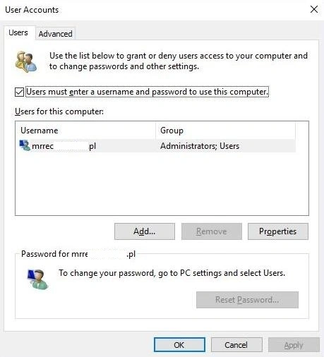 Jak usunąć ekran logowania z Windows 10?