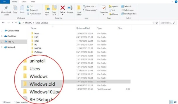 Folder Windows OLD w Windows 10