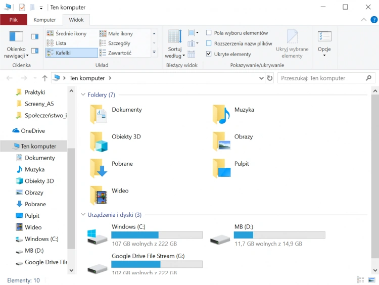 Eksplorator plików w Windows 10