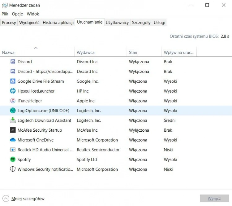 Menadżer zadań w Windows 10