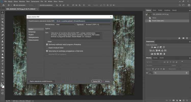 Photoshop - jak zapisać obraz w PDF?