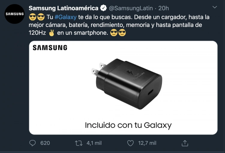Wpis Samsunga z mediów społecznościowych