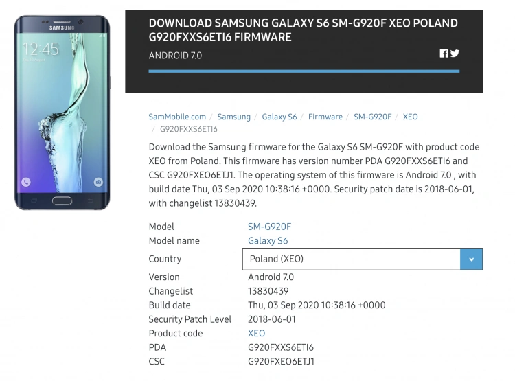 Nowa wersja oprogramowania dla Galaxy S6
Źródło: sammobile.com