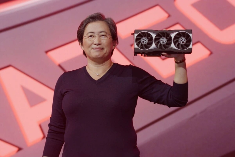 Prezes AMD - Lisa Su z najnowszym układem graficznym Radeon RX 6000