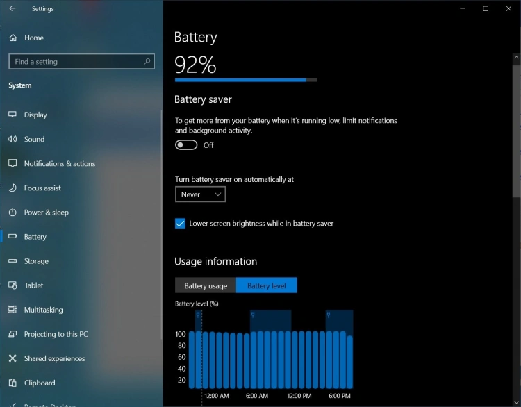Windows 10 Bateria
