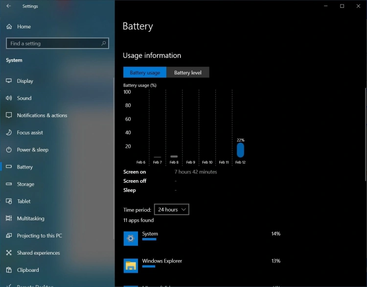 Windows 10 bateria