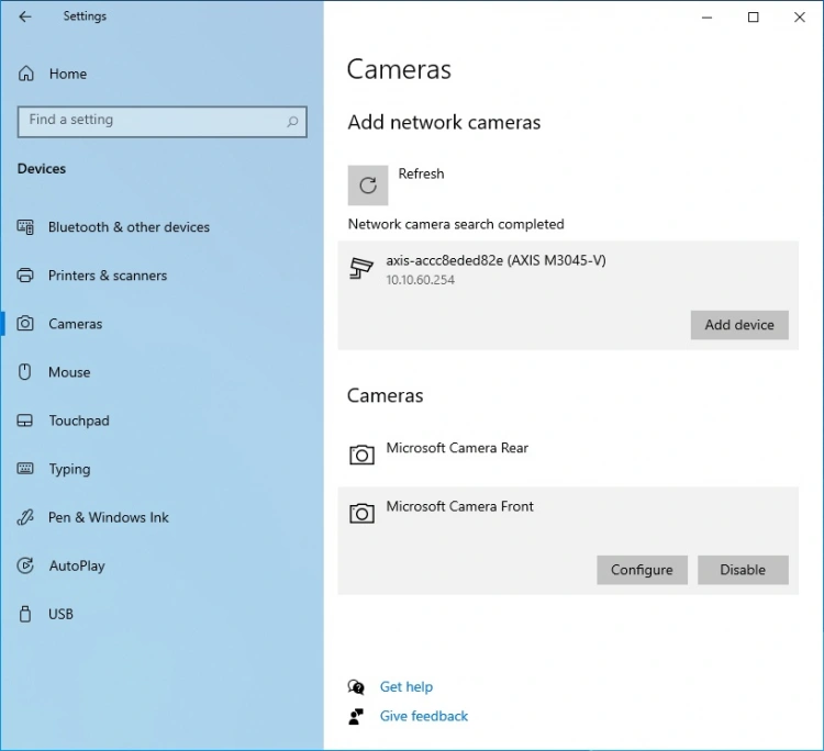 Ustawienia kamery Windows 10