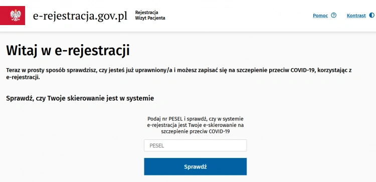 kalkulator szczepień e-rejestracja pesel skierowanie na szczepienie koronawirus covid-19 sars-cov-2 gov.pl