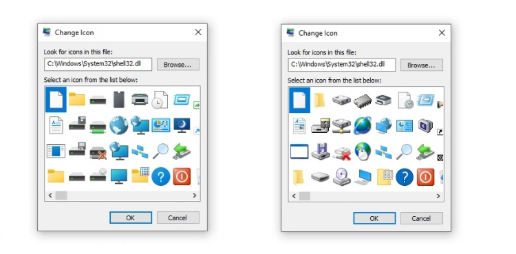 ikony Windows 10 Sun Valley