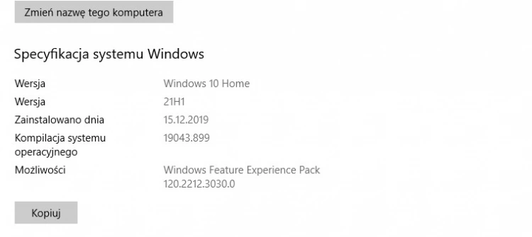Windows 10: Okno z informacjami dot. systemu / Fot. Artur Tomala