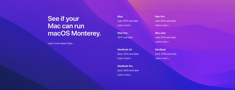 macOS 12 Monterey - lista kompatybilnych modeli Mac