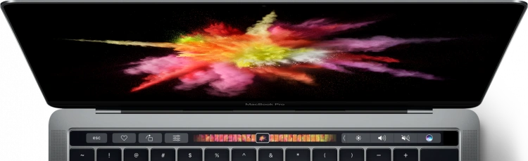 Pasek dotykowy Touch Bar w Macbooku Pro z 2019 roku
Źródło: Apple.com