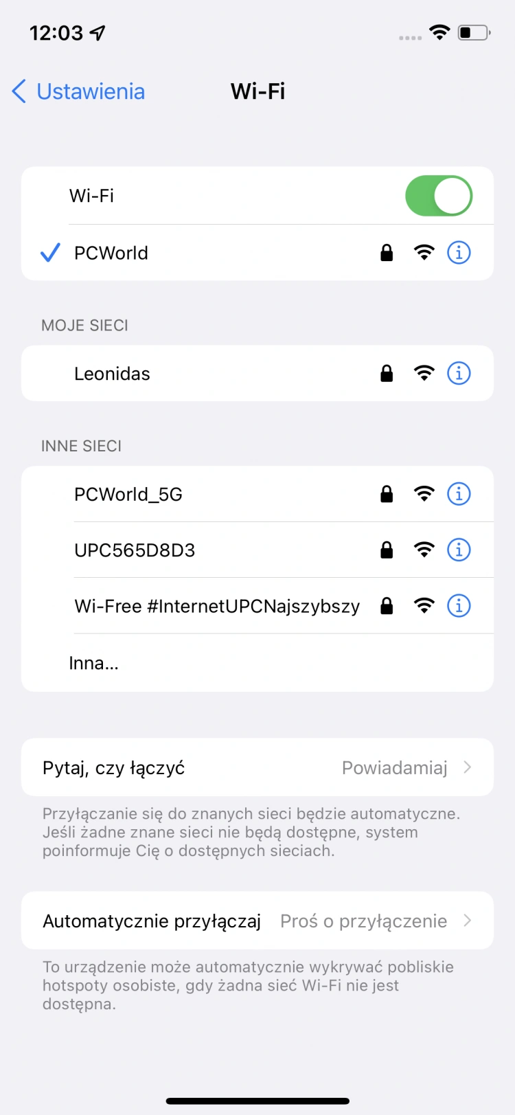 Podłączenie do stworzonej sieci Wi-Fi