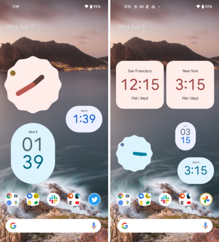 Nowe widżety zegara w Androidzie 12 Beta 5
Źródło: androidpolice.com