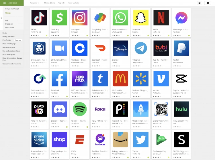 Popularne programy w Google Play - 11.10.2021