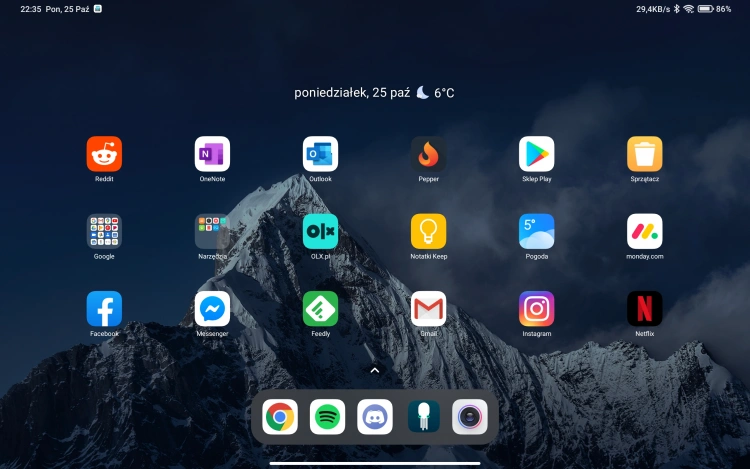 Ekran domowy na Xiaomi Pad 5