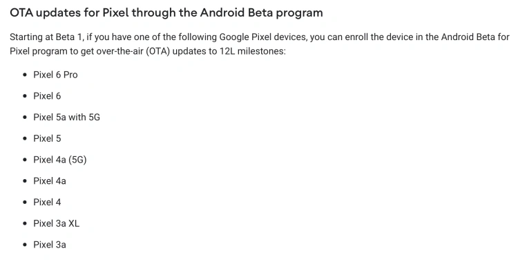 Smartfony kompatybilne z Androidem 12L beta
Źródło: developer.android.com