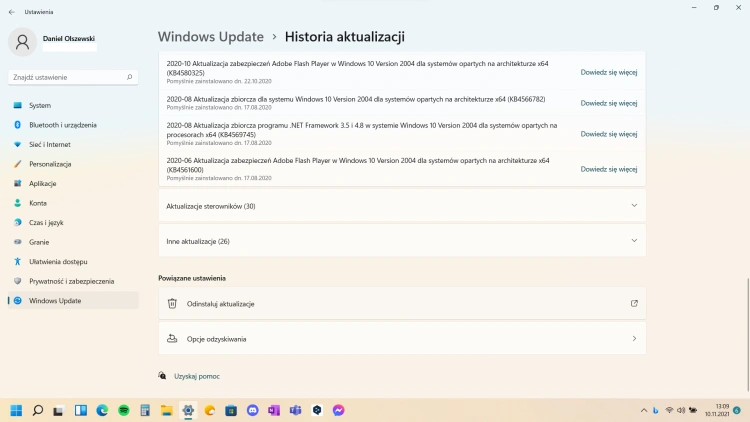 Odinstalowywanie aktualizacji w Windows 11