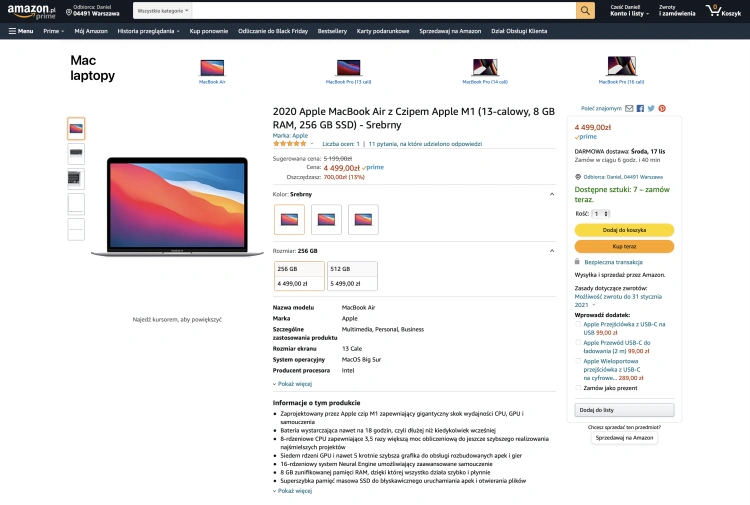 MacBook Air w promocji na polskim Amazonie