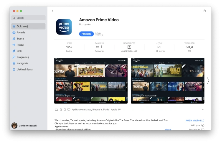 Amazon Prime Video w Mac App Store