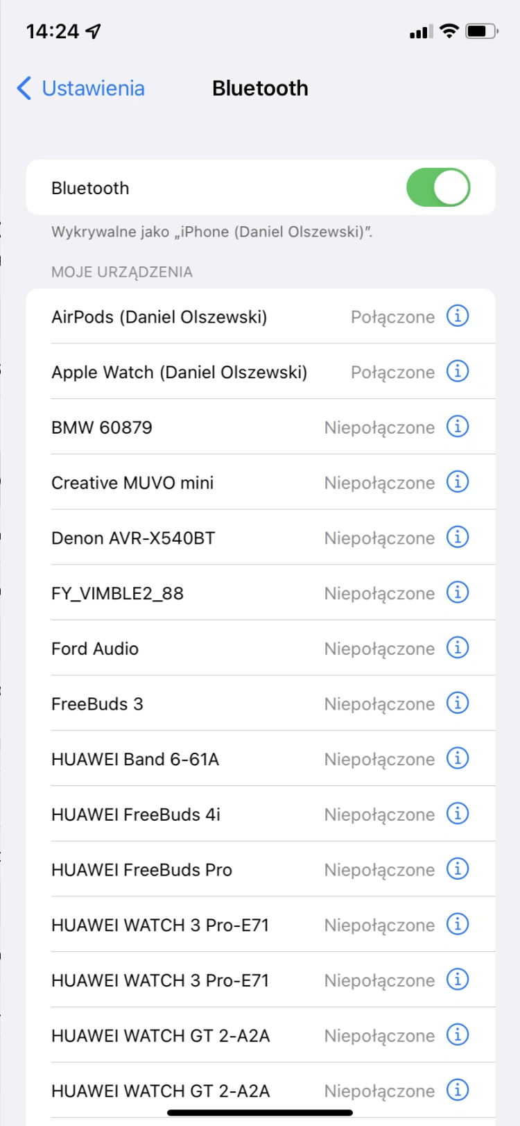 Ustawienia automatycznego łączenia ze słuchawkami AirPods na telefonie iPhone