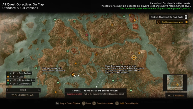 All Quest Objectives On Map (fot. Nexus Mods)