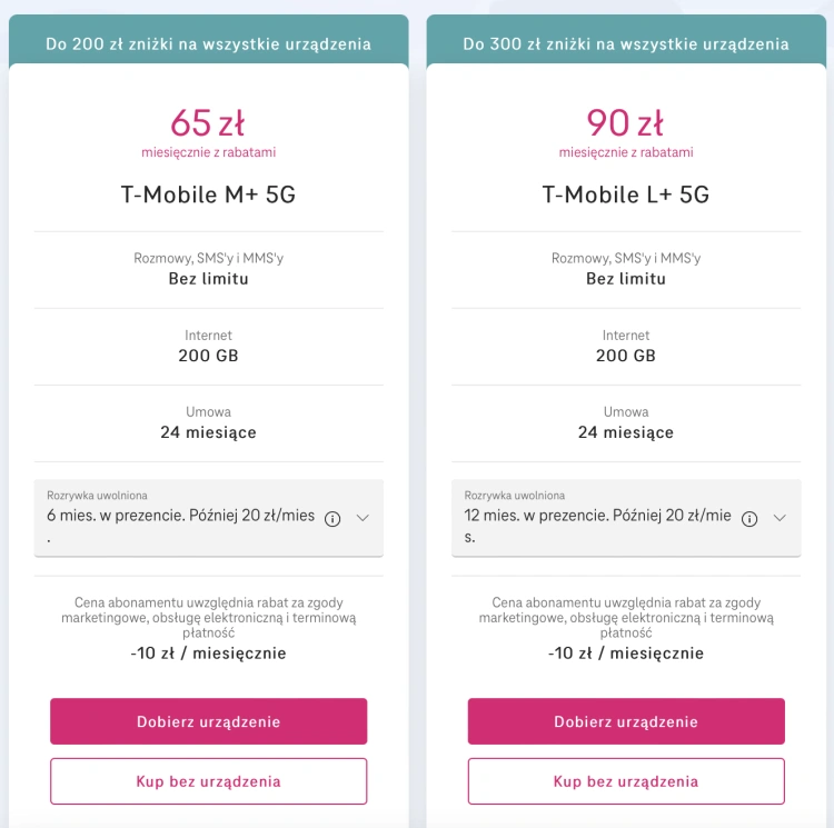 Oferty abonamentowe w T-Mobile