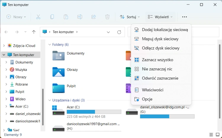 Opcje eksploratora plików w Windows 11