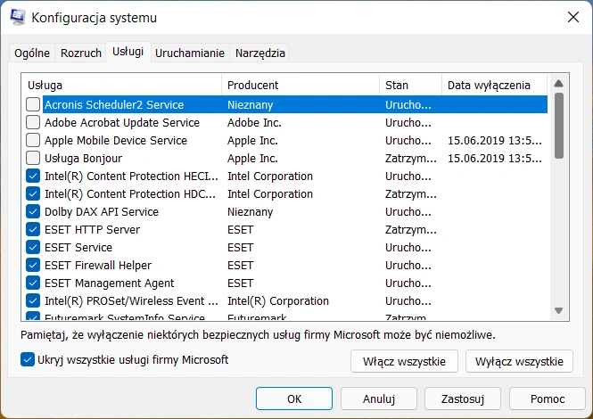Usługi rozruchu w Windows 11