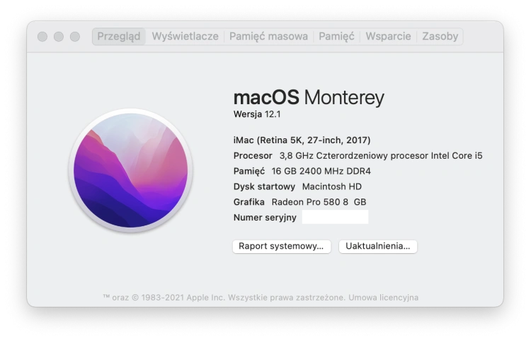 Informacje o komputerze w macOS