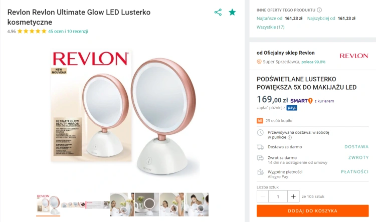 Lusterko kosmetyczne Revlon Ultimate Glow LED