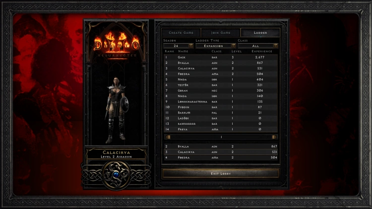 Gry rankingowe w Diablo 2