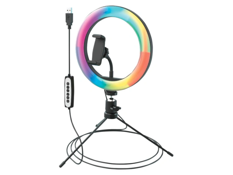 Digipower Lampa pierścieniowa RGB, 25 cm, z 3 trybami świecenia i 15 kolorami