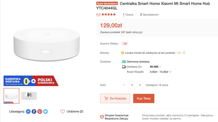 Centralka Smart Home Xiaomi Mi Smart Home Hub YTC4044GL