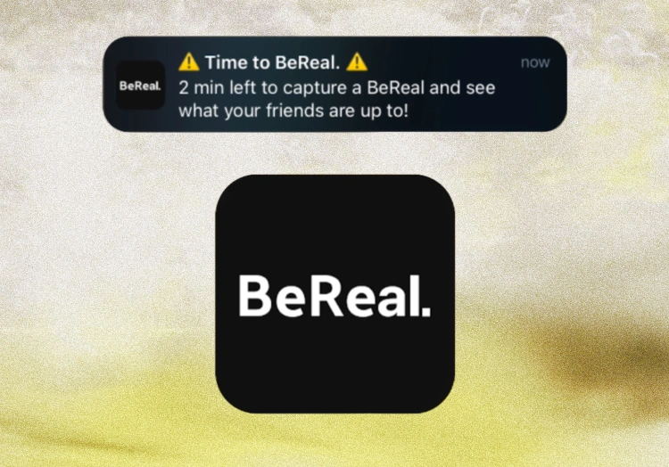 Ikona BeReal i powiadomienie z aplikacji.