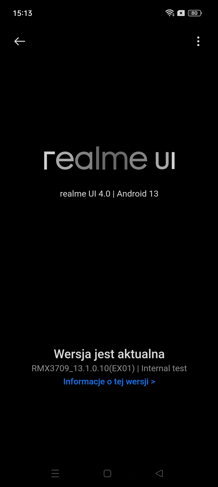Zrzut ekranu z systemu smartfona Realme GT3.