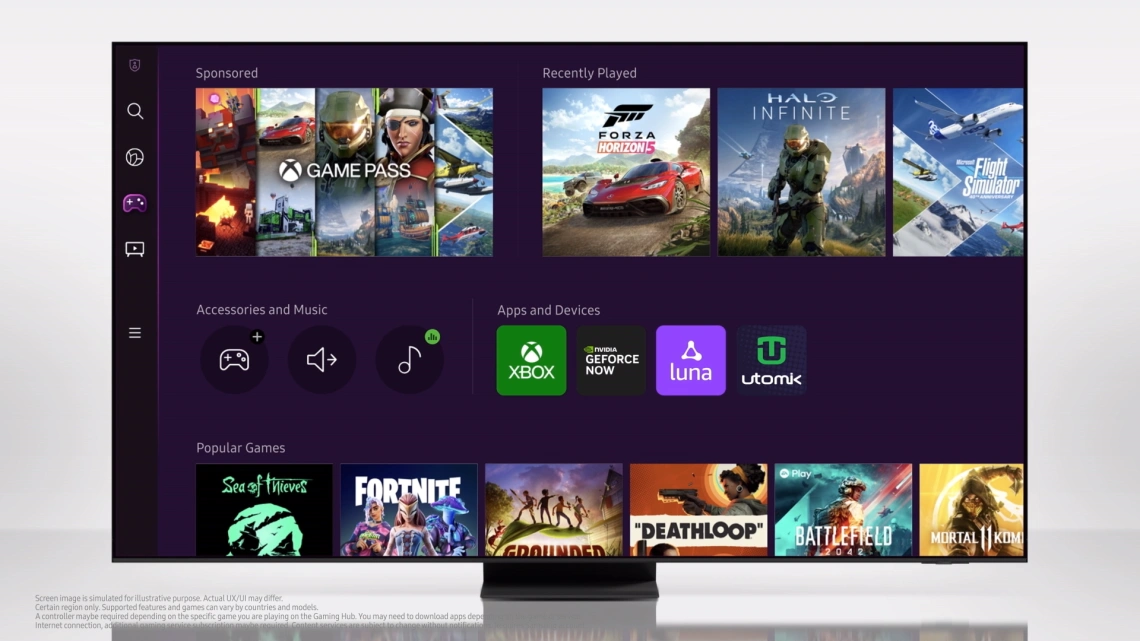 Zdjęcie przedstawiające funkcję Xbox Game Pass dostępną w telewizorach Smart TV Samsung
